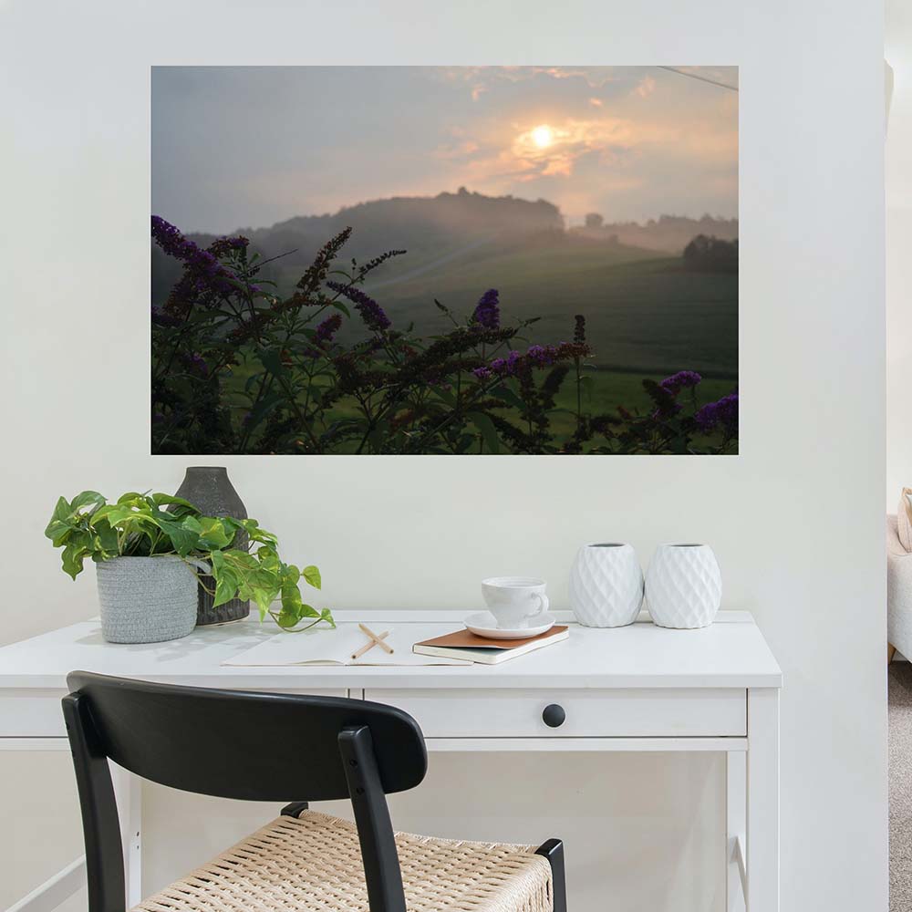 31.5x48 inch Sunset Heaven Poster Displayed Above Desk