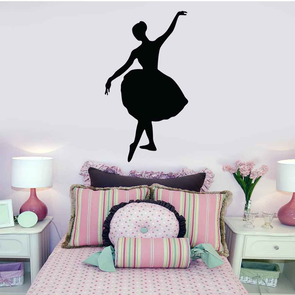 48 inch Ballerina Silhouette Decal Installed Above Bed
