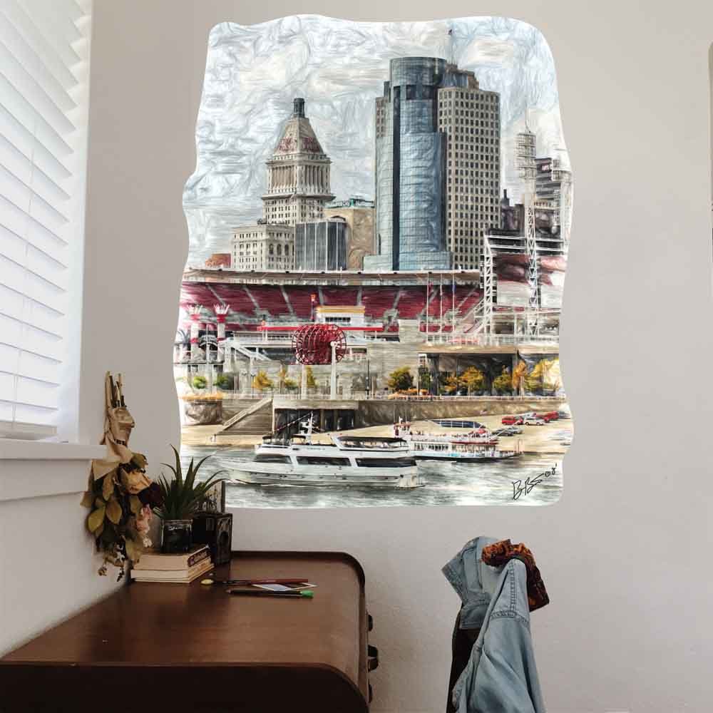 38.5x48 inch Busy Cincy Decal Installed Near Desk