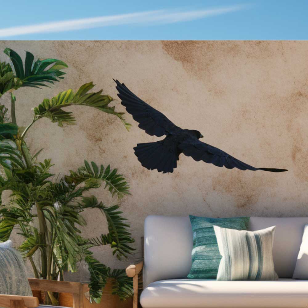26x48 inch Die-Cut Crow Decal Installed in Cabana