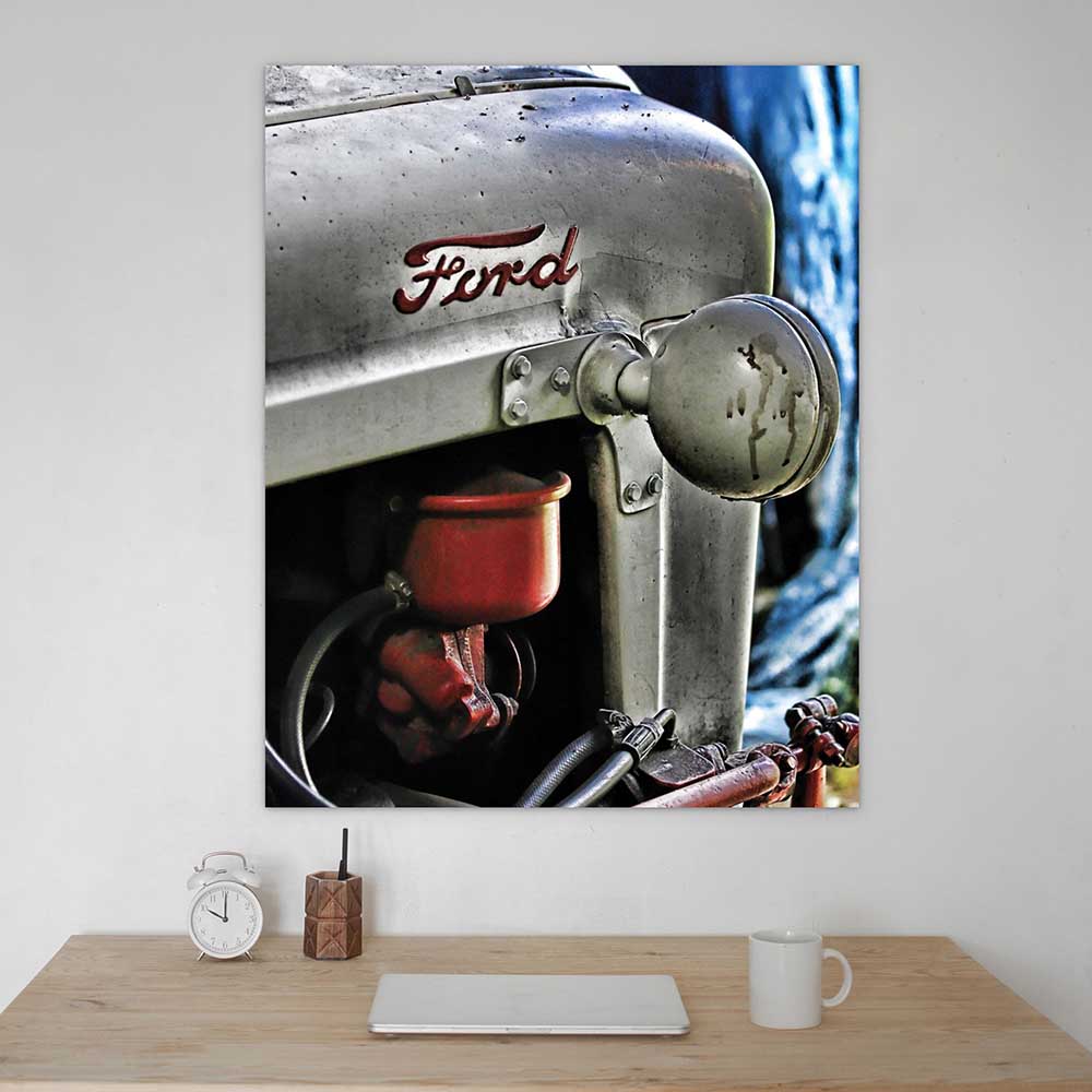 38.5x48 Ford Tractor Decal Installed Above Desk