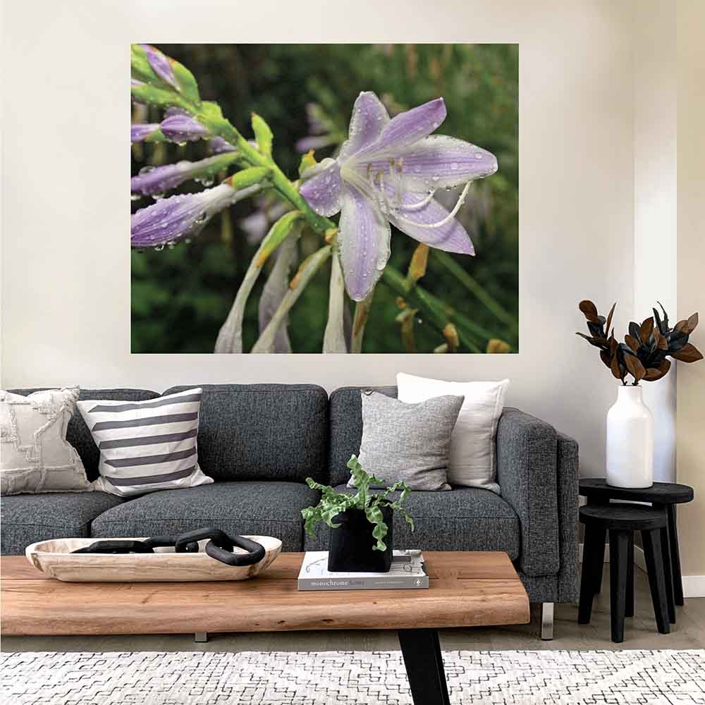 38.5x48 inch Wet Flower Poster Displayed in Living Room