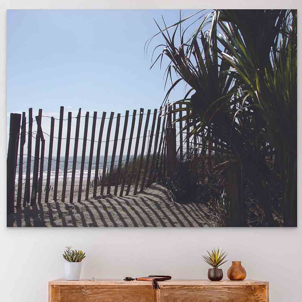 48 inch Beach Jungle Gloss Poster Displayed Above Console Table