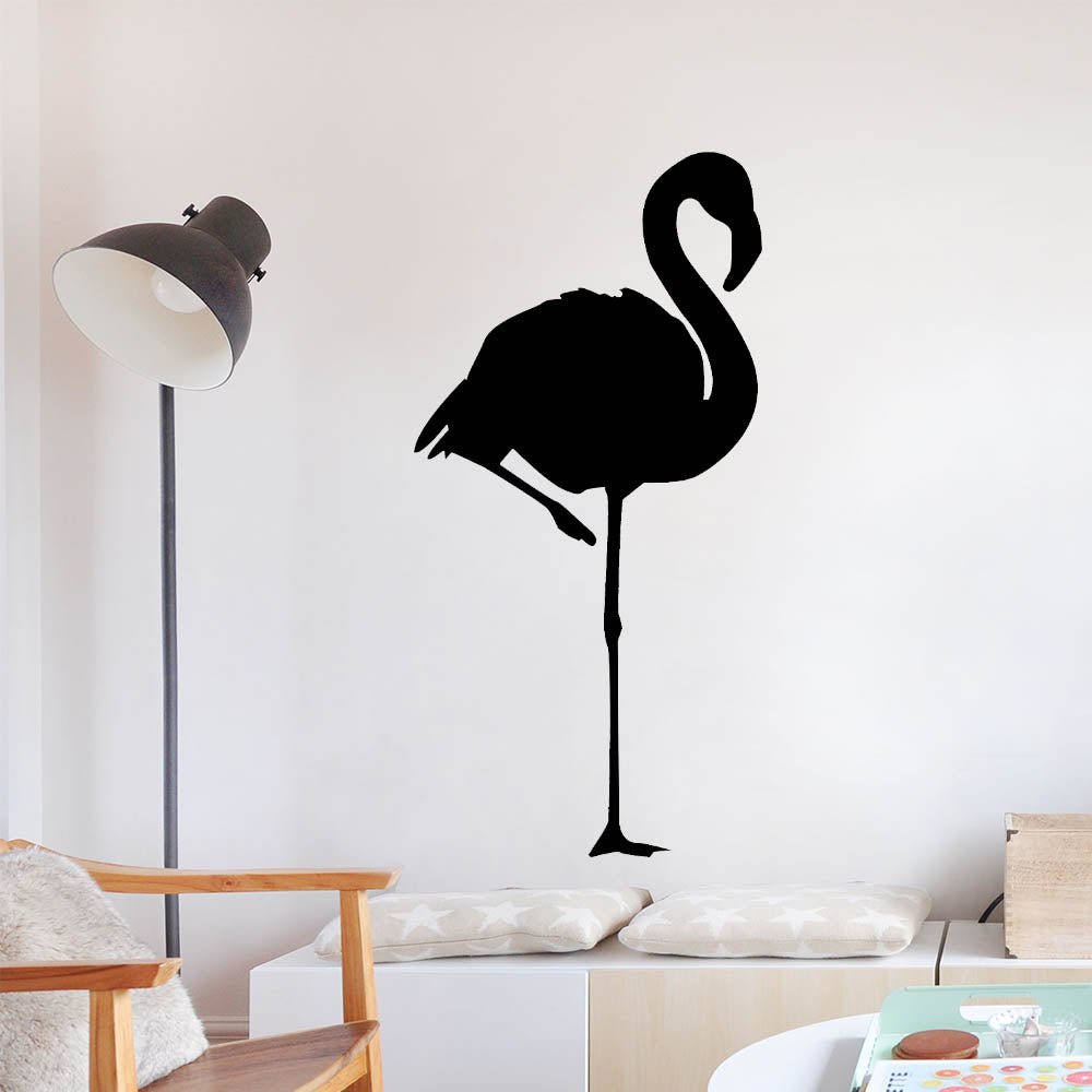48 inch Black Flamingo Silhouette Wall Decal Installed on Wall