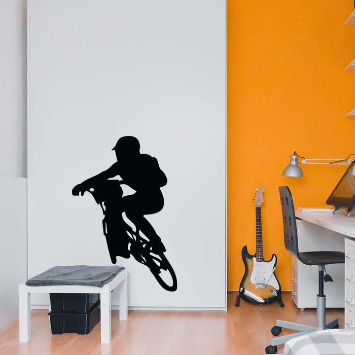 48 inch BMX Silhouette Turndown Wall Decal Installed in Teen Boys Room