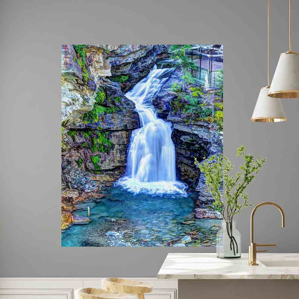 48 inch Painterly Waterfall Displayed in Kitchen