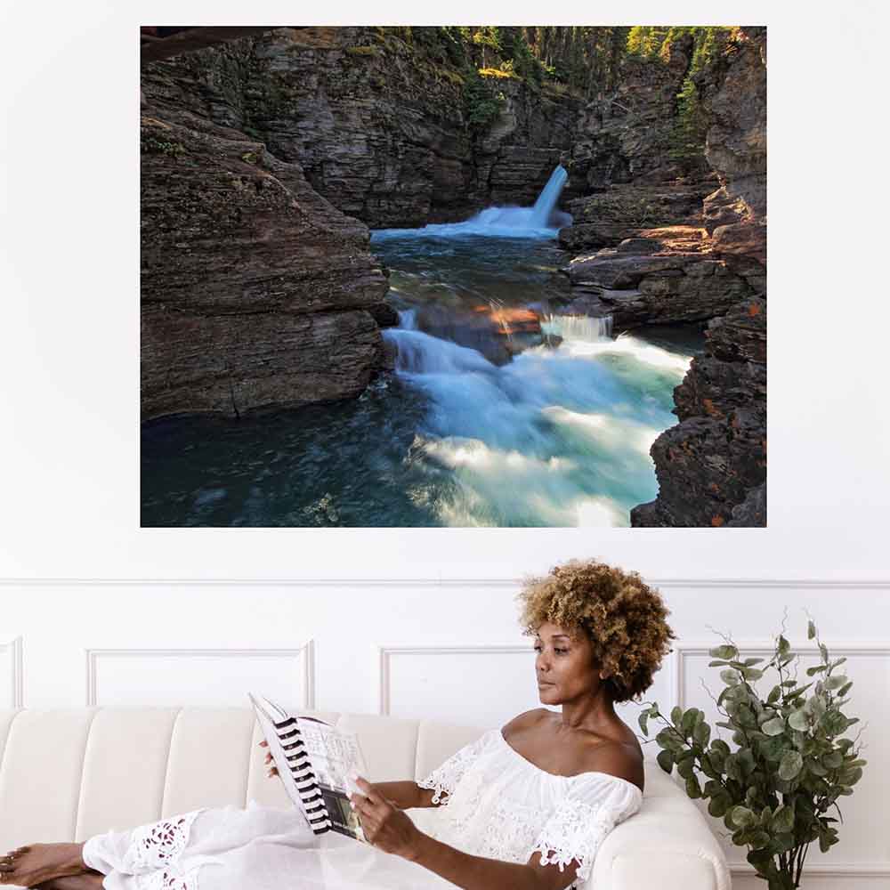 38x48 inch St. Marys Falls Decal Installed Above Couch