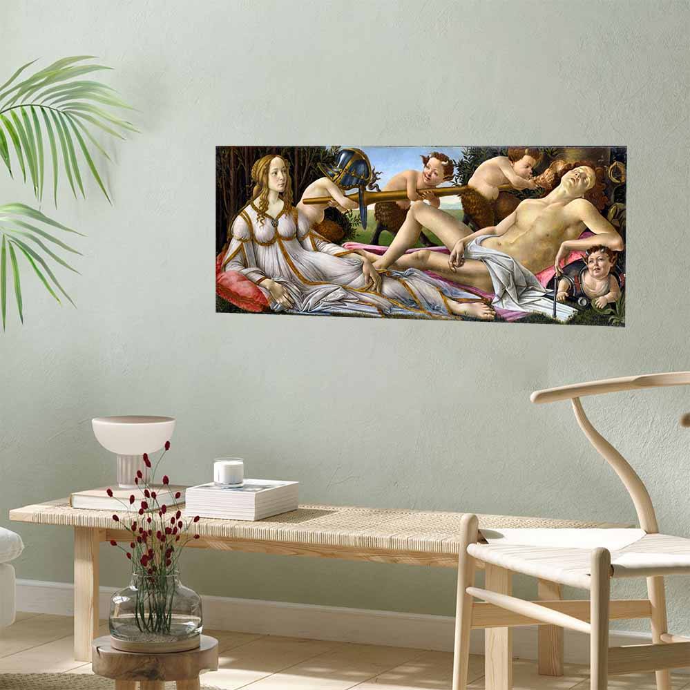 19x48 inch Venus and Mars Poster Displayed Above Bench
