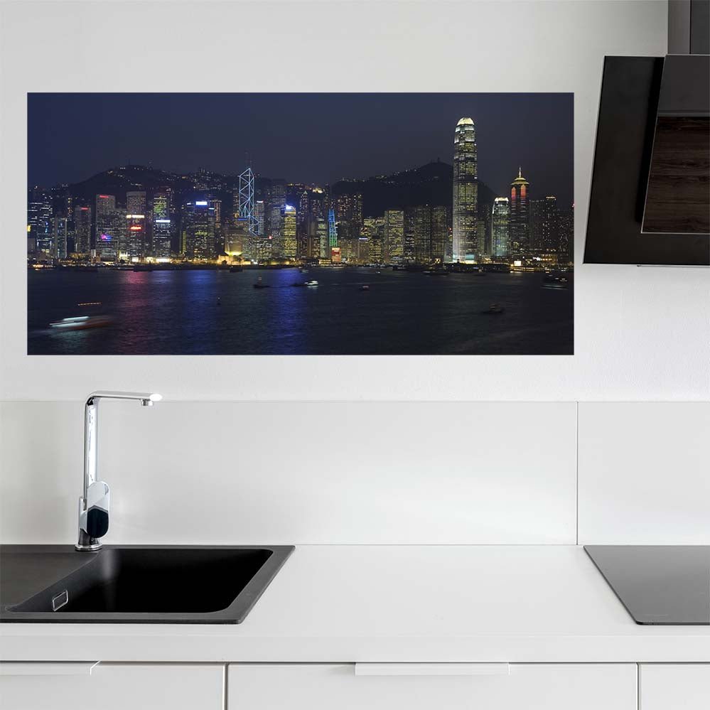 23x48 inch Hog Kong Night Poster Displayed in Kitchen