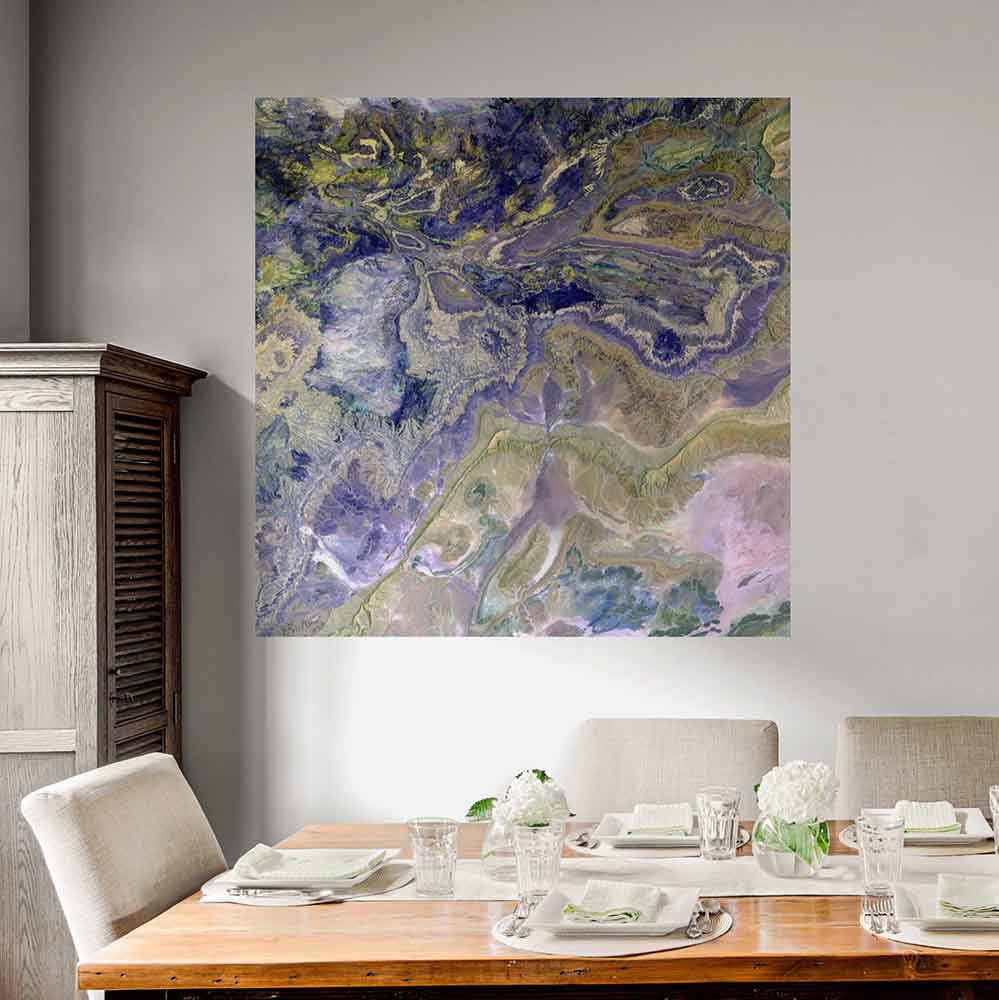 48x48 inch Atlas Satellite Decal Installed in Dining Room