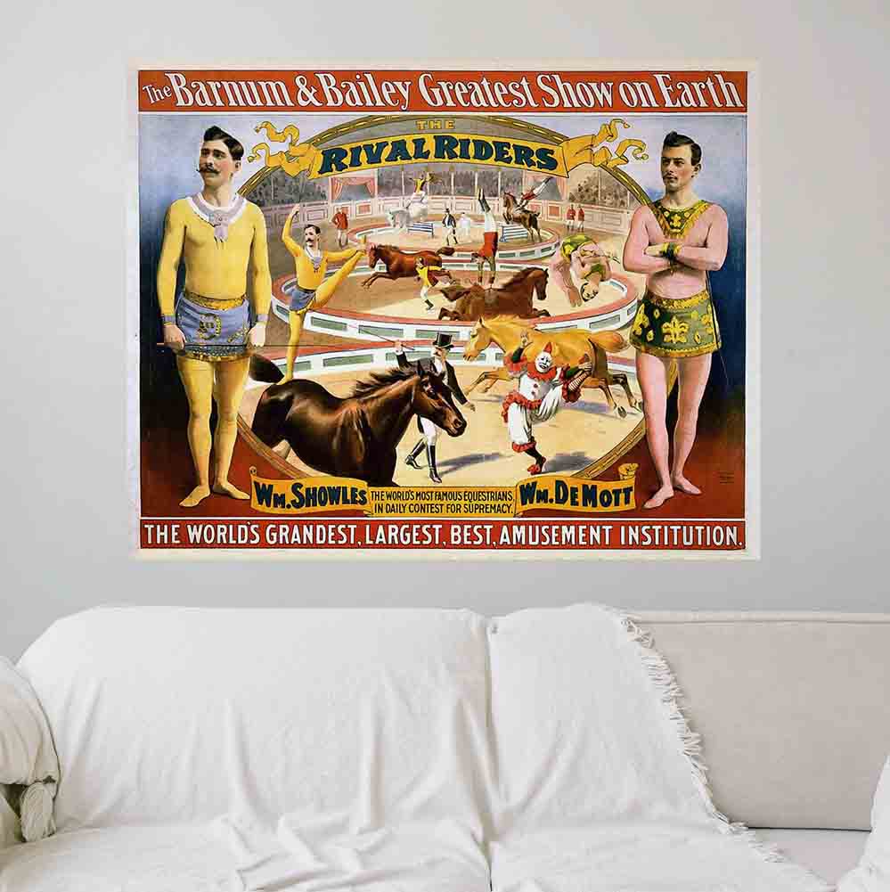 38x48 inch Rival Riders Decal Installed Above Sofa