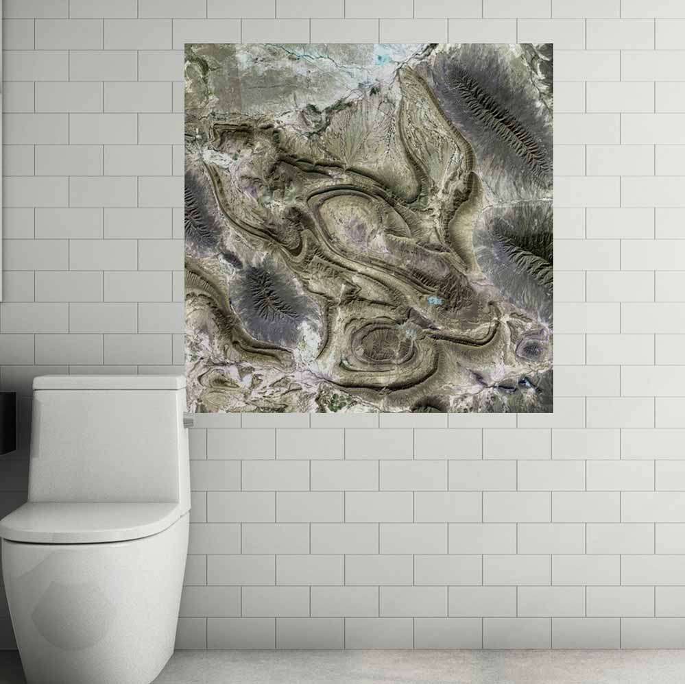 48x48 inch Coahuila Satellite Poster Displayed in Bathroom