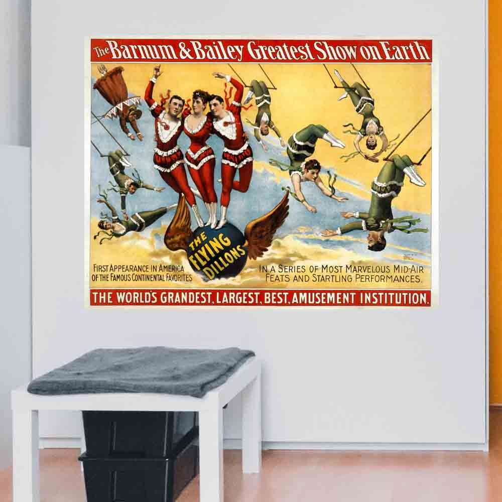 37x48 inch Flying Dillons Poster Displayed Above Bench