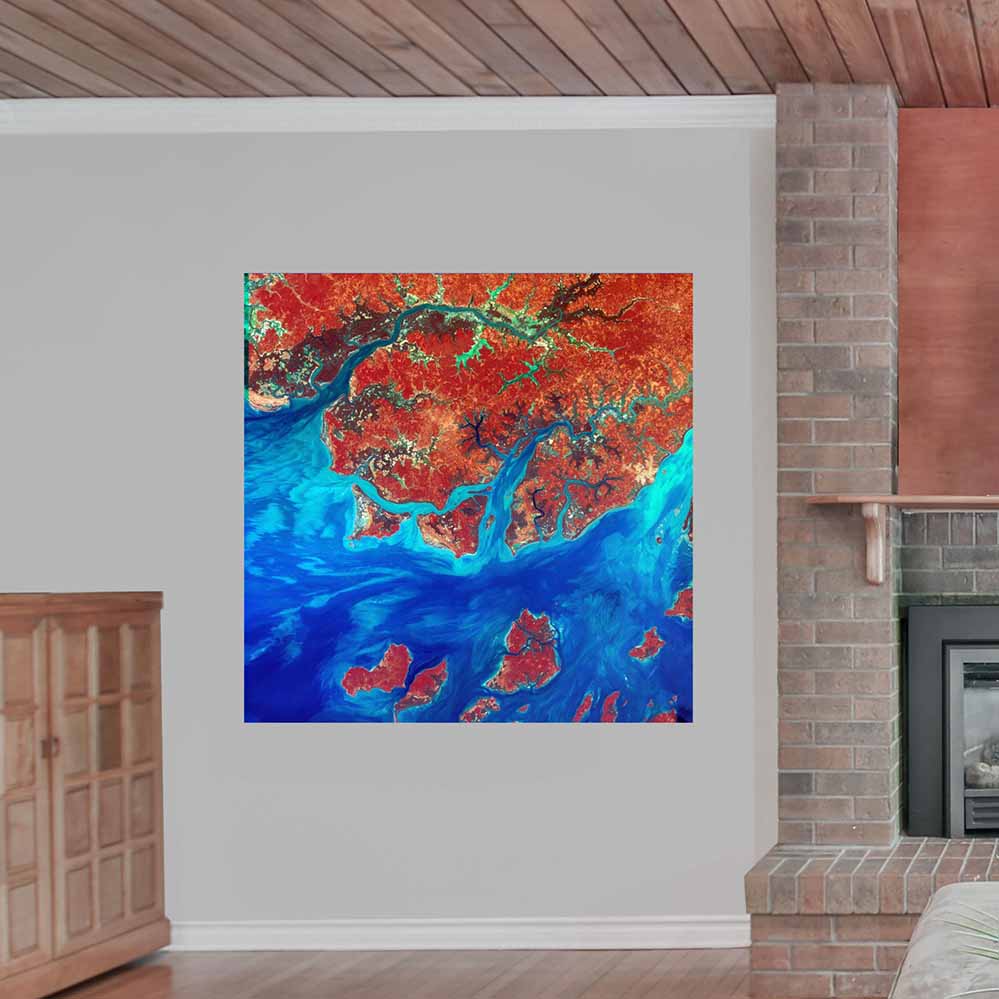 48x48 inch Guinea Satellite Decal Installed on Wall