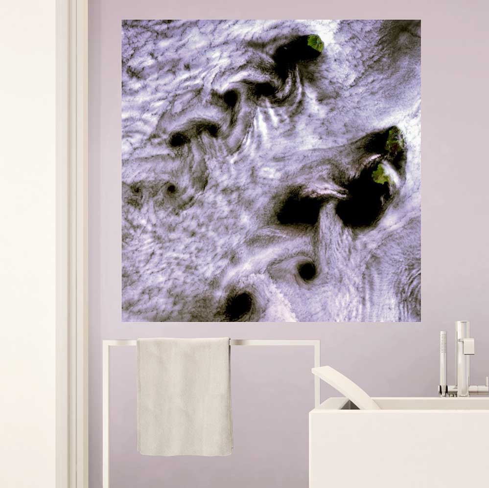 48x48 inch Karman Clouds Satellite Decal Installed on Wall