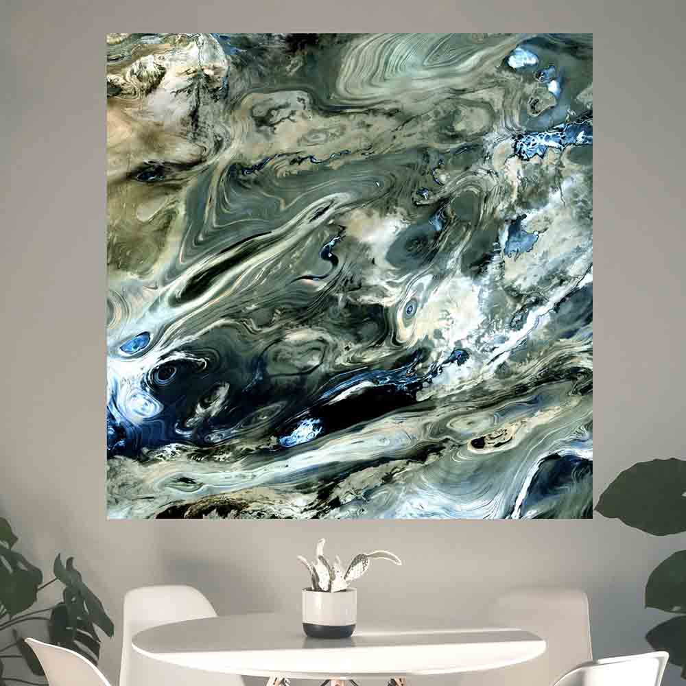 48x48 inch Kevir Satellite Poster Displayed in Dining Area