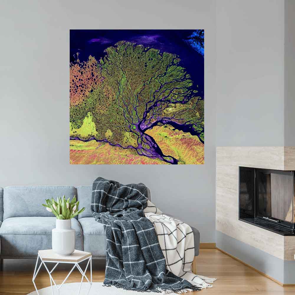 48x48 inch Lena Satellite Decal Installed in Living Room