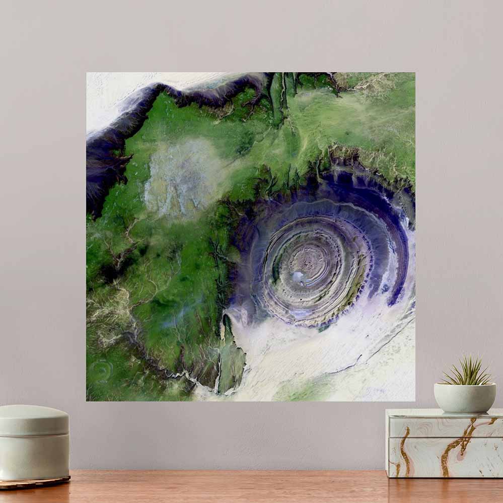 48x48 inch Richat Structure Satellite Poster Displayed on Wall