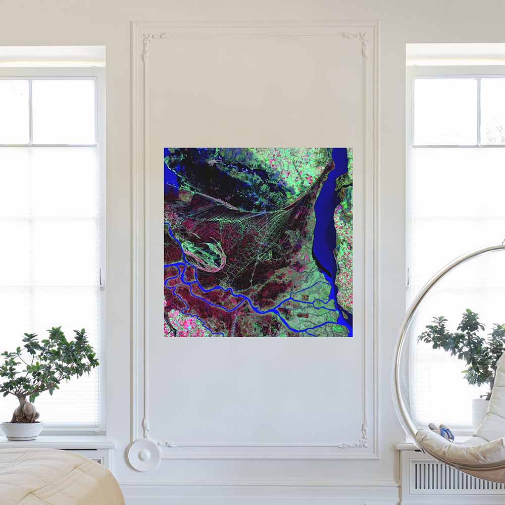 48x48 inch Parana River Delta Satellite Poster Displayed between Windows