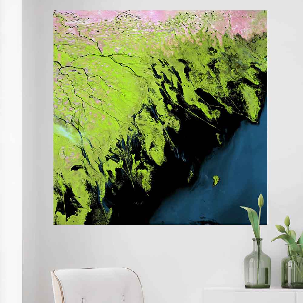 48x48 inch Volga Delta Satellite Decal Installed on Wall