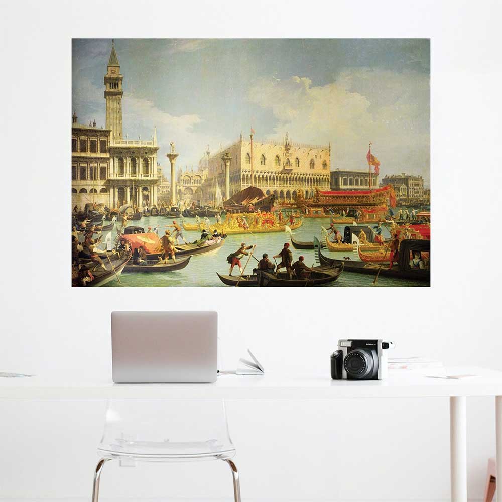 33x48 Betrothal of the Venetian Doge Decal Installed Above Desk