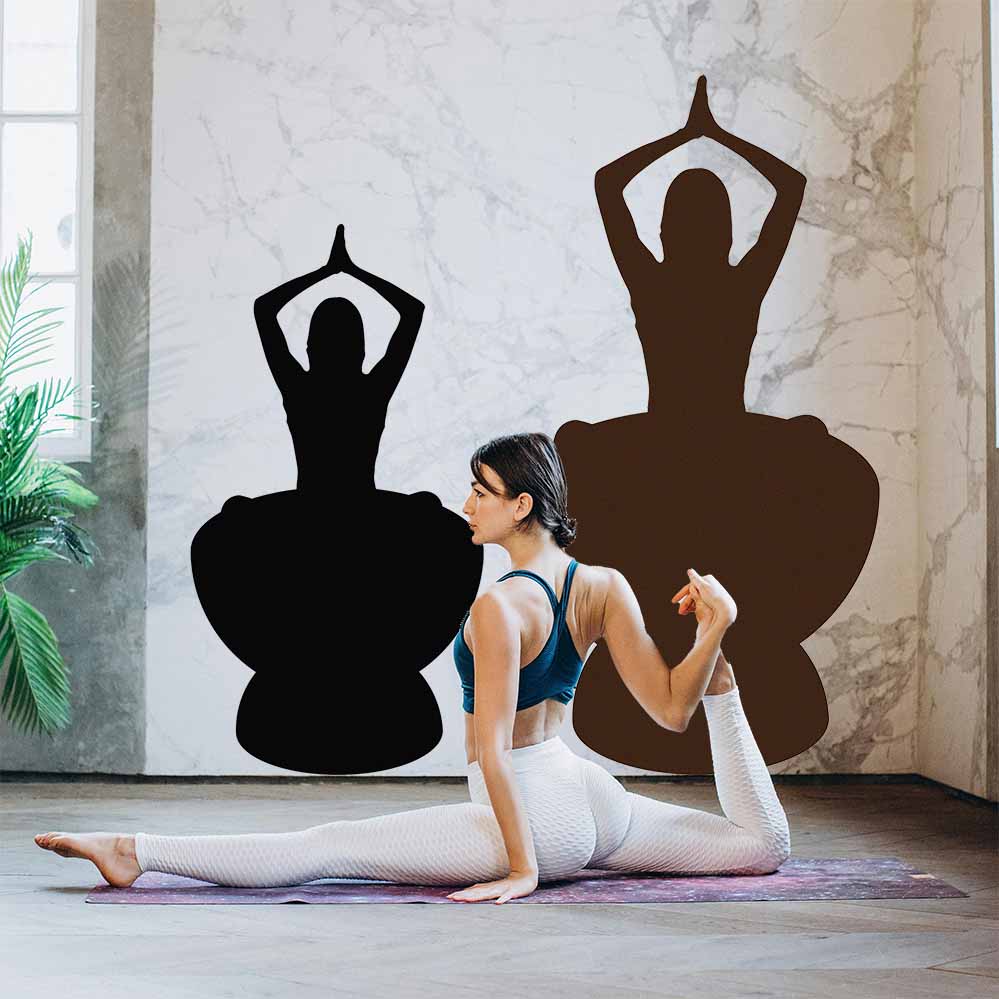 Black 25.5x48 inch Yoga Silhouette Decal Installed in Yoga Studio