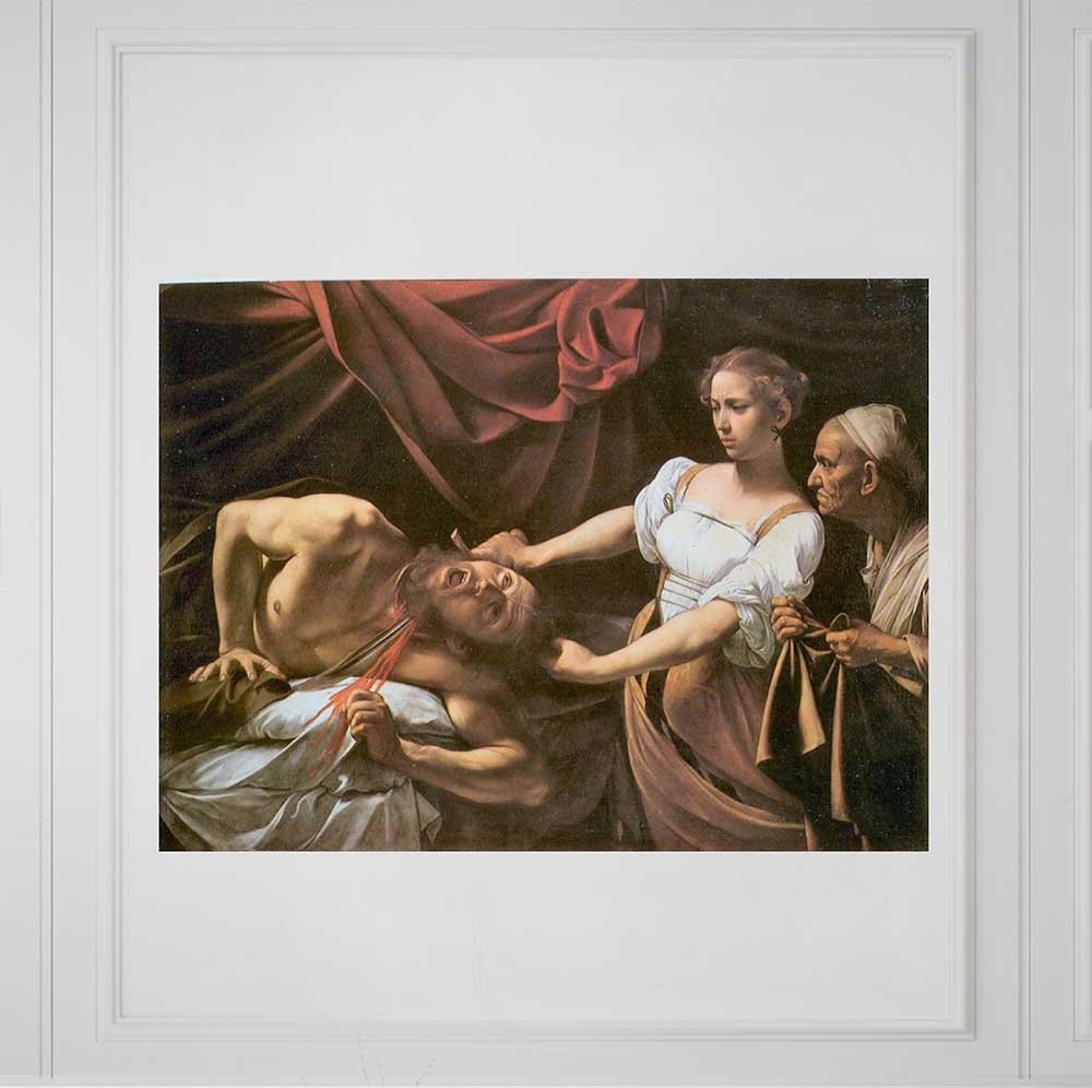 35.5x48 inch Judith and Holofernes Decal Installed on Wall