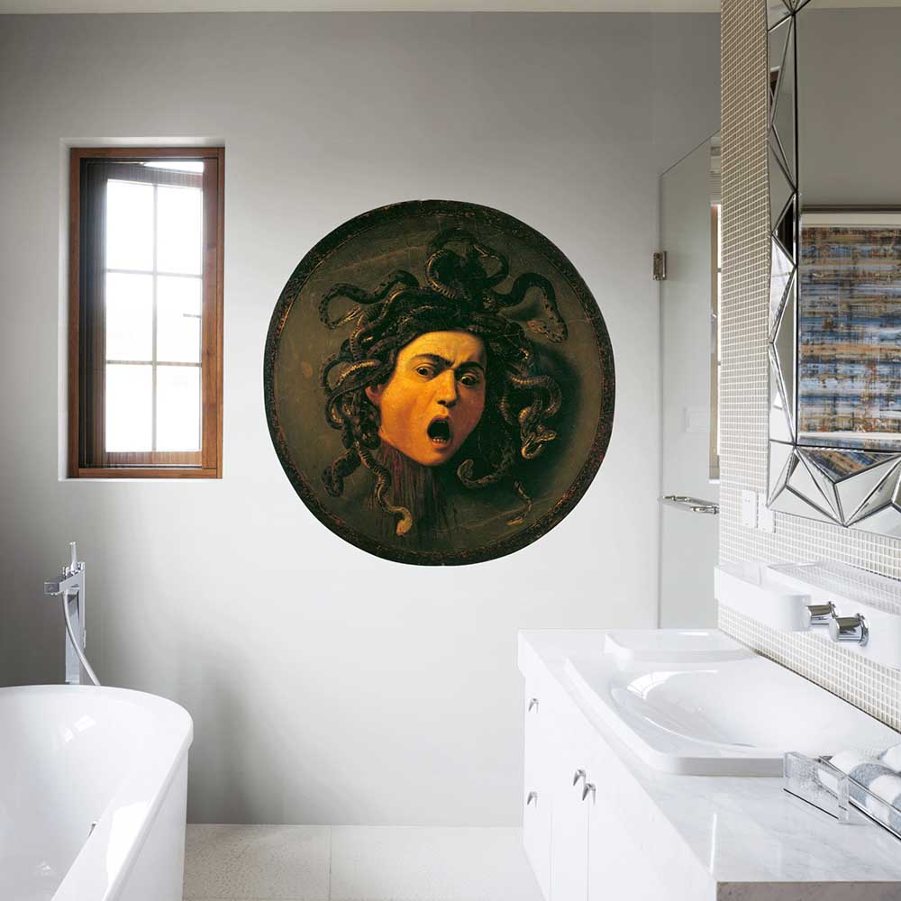 48 inch Head of Medusa Decal Installed in Bathroom