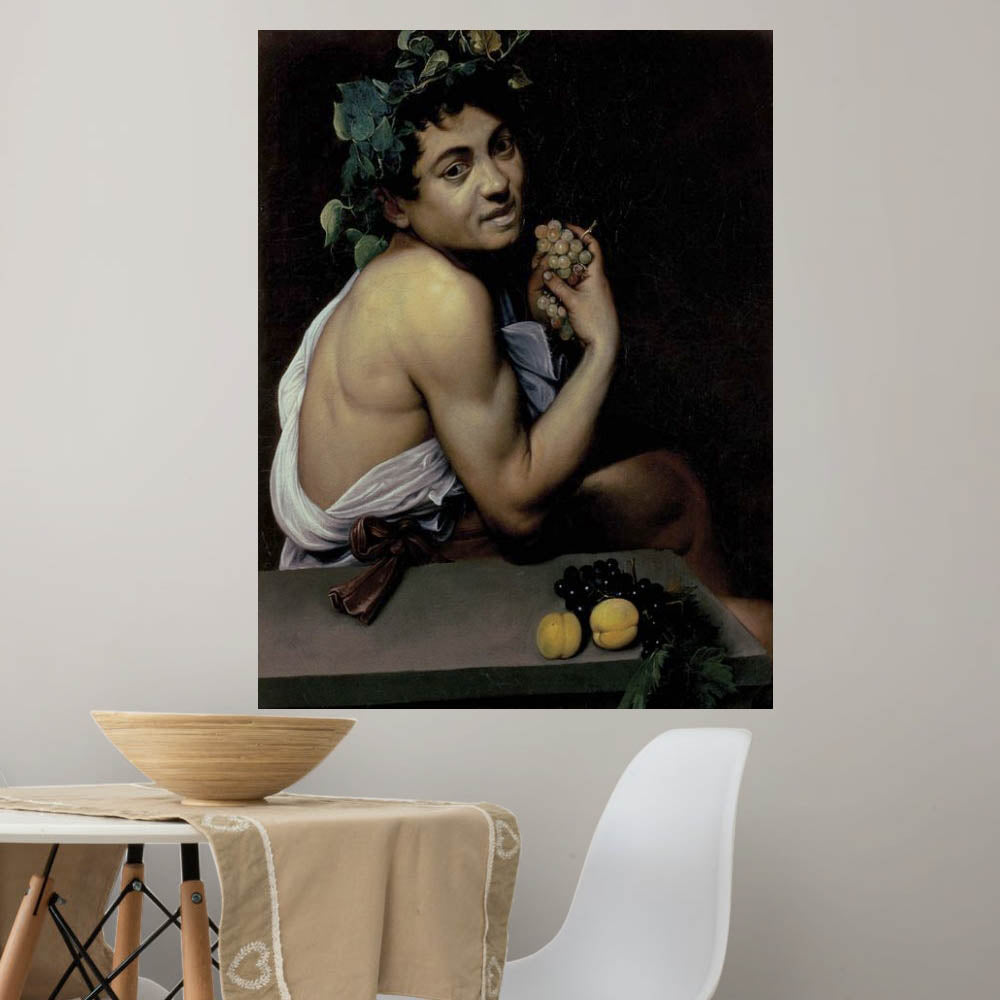 36.5x48 The Sick Bacchus Poster Displayed Above Dinette