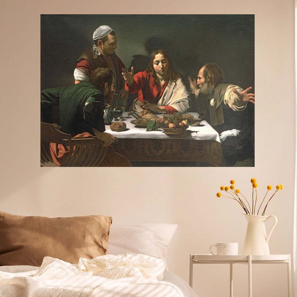 48 inch The Supper at Emmaus Poster Displayed in Bedroom