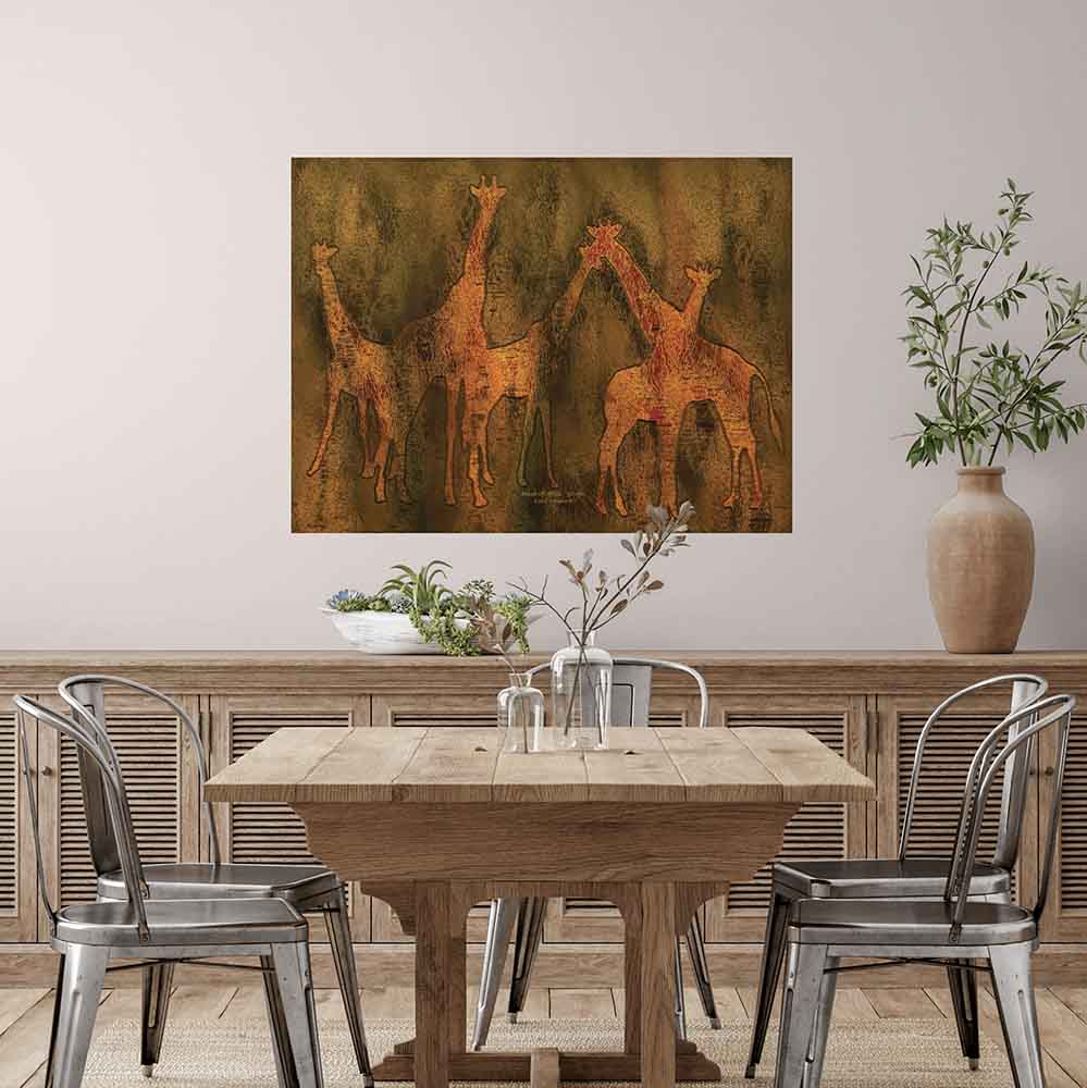 36x48 inch Moods Of Africa Giraffes Poster Displayed in Dining Room