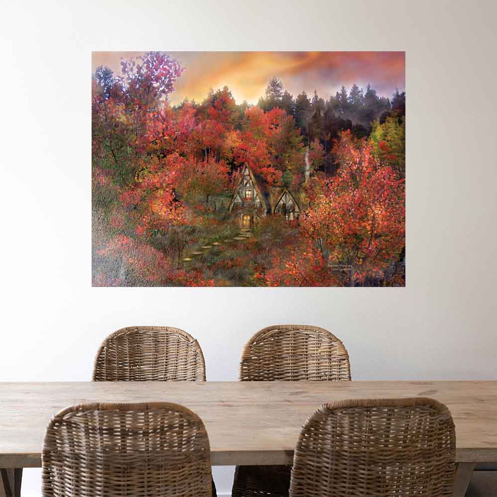 36x48 inch Autumn Hideaway Poster Displayed Above Table