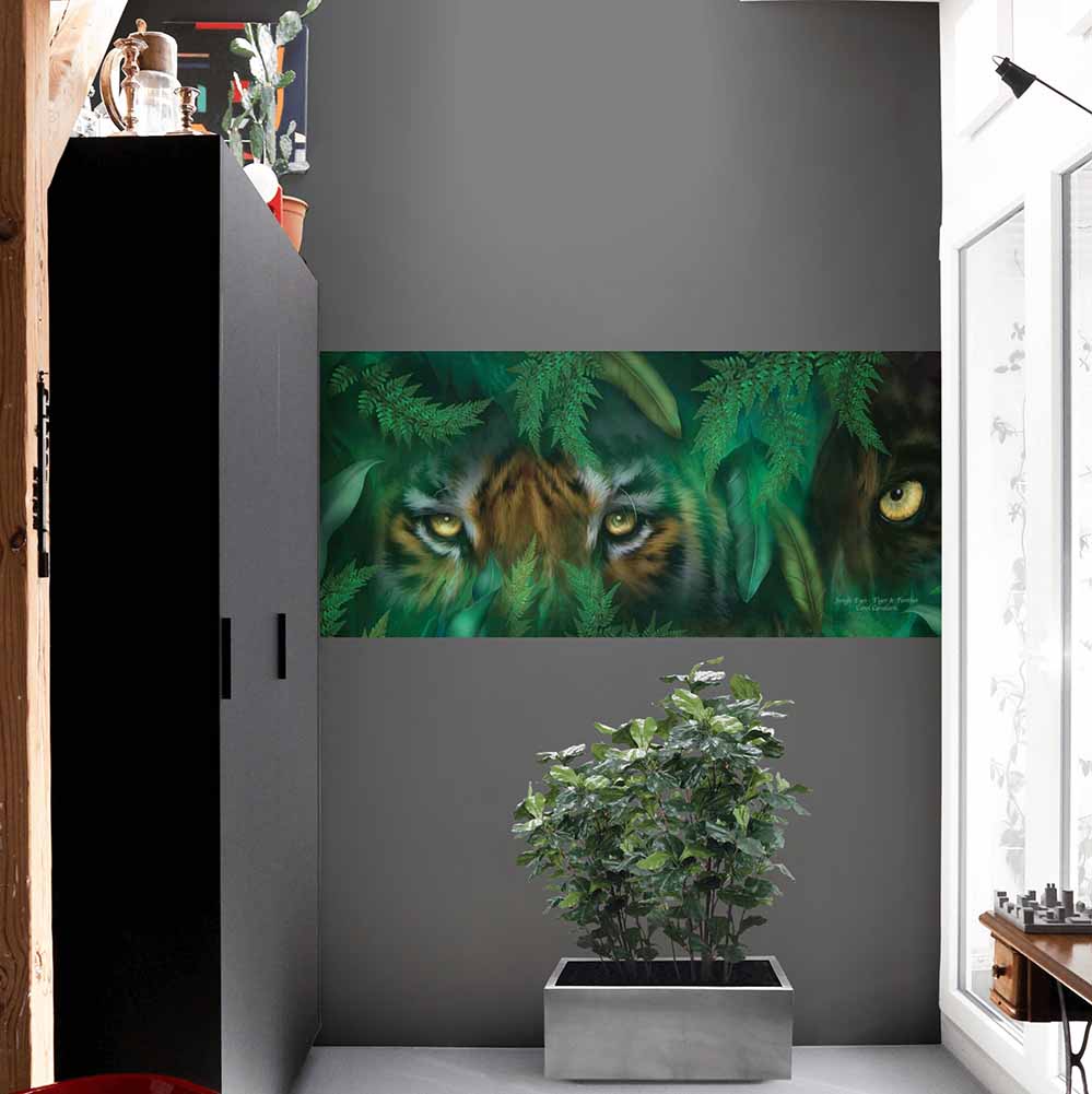 19x48 inch Tiger & Panther Decal Installed on Wall