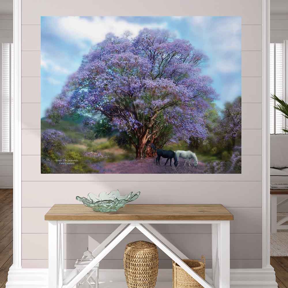 37.5x48 inch Under The Jacaranda Decal Installed Above Bench