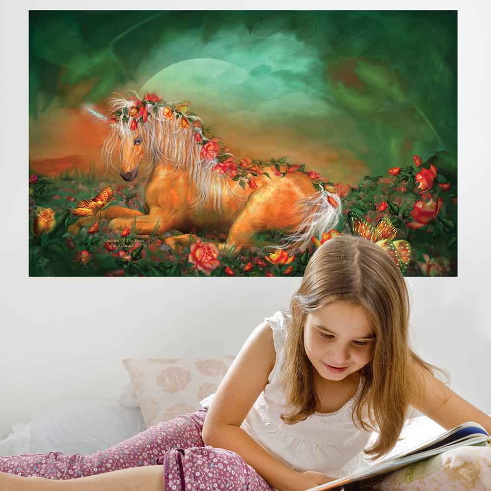 30x48 inch Unicorn Of The Roses Decal Installed in Girls Room