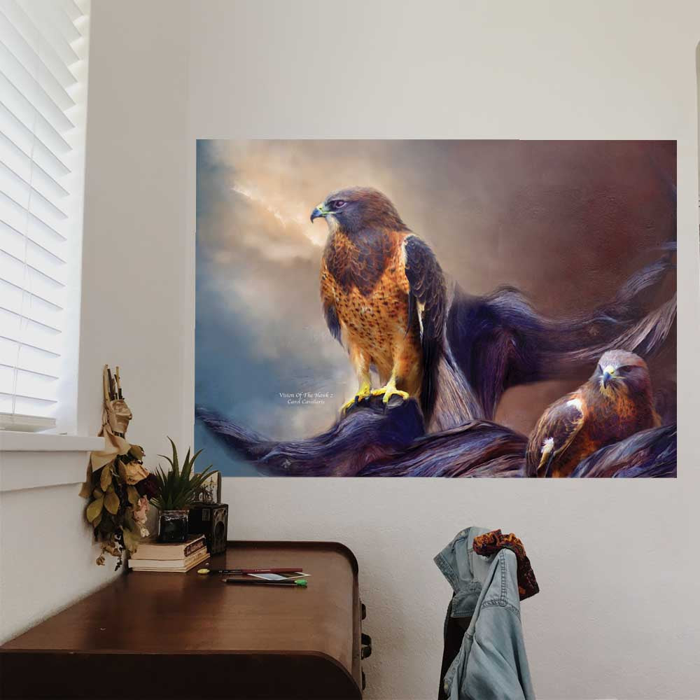 35x48 Vision of the Hawk II Poster Displayed by Desk