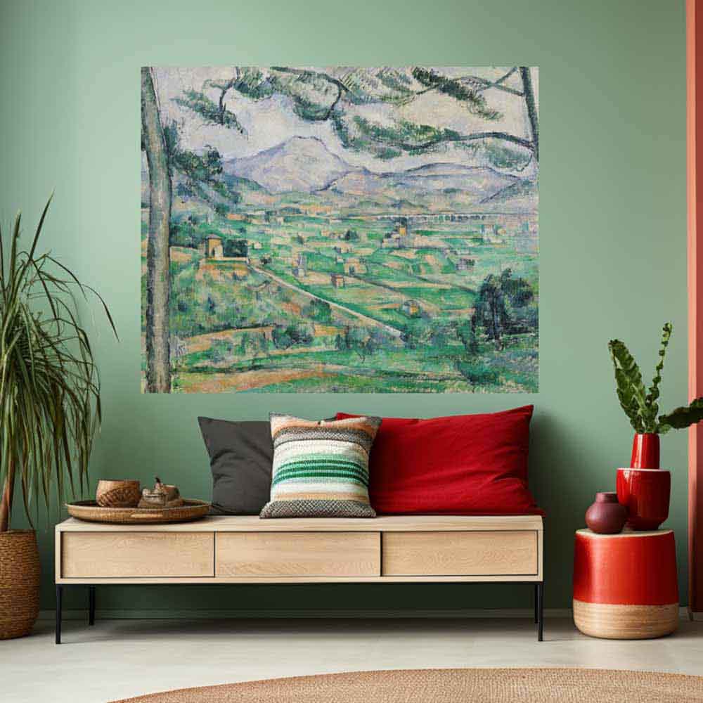 48 inch Montagne Sainte-Victoire Poster Displayed Above Bench