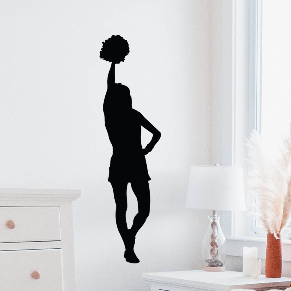 48 inch Cheerleader Silhouette Wall Decal Installed in Bedroom