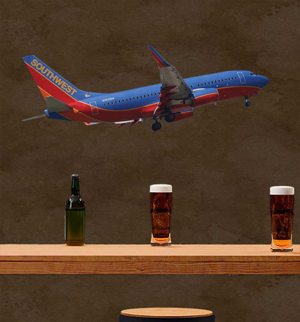 20x48 inch Southwest 737 Landing Decal Installed in Bar