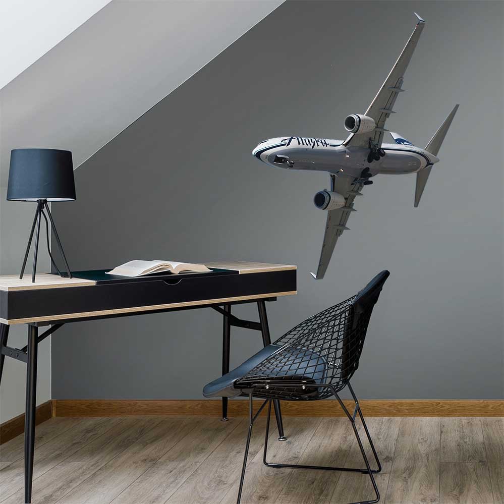 29.5x48 inch Alaska Air 737 Flyover Decal Installed in Office
