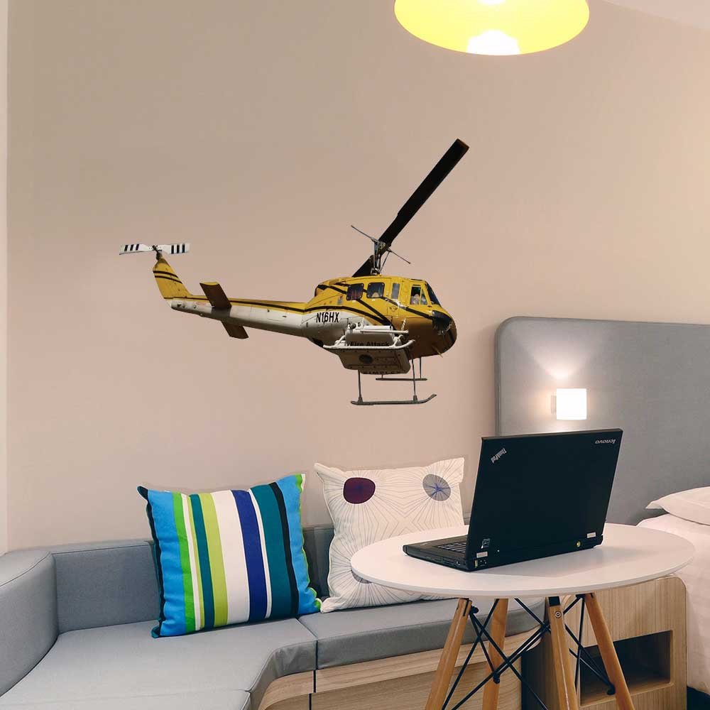 29.5x48 inch Fire Attack Copter Decal Installed in Dorm Room