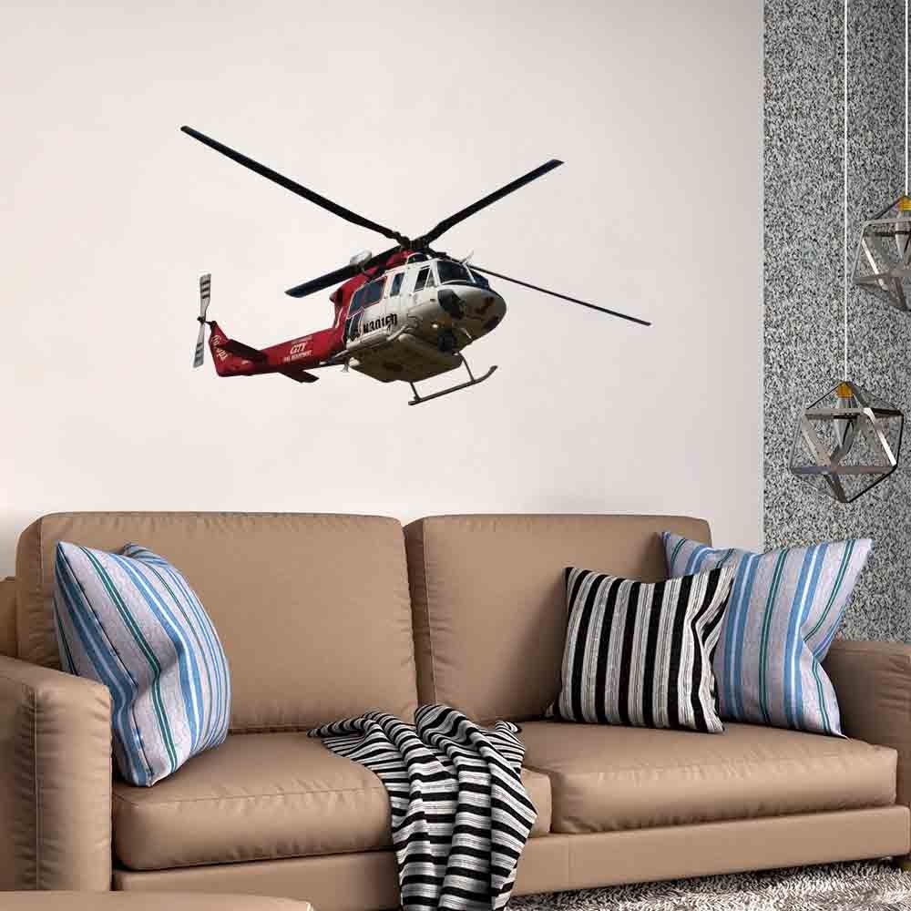 28.5x48 LAFD Fire Helicopter Decal Installed Above Sofa