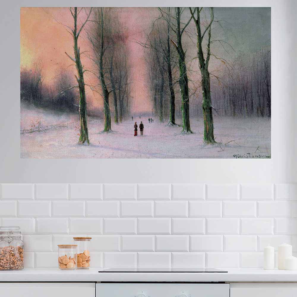 48 inch Snow Scene - Wanstead Park Poster Displayed in Kitchen