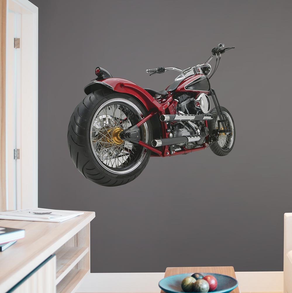 40.5x48 inch Cruiser Motorcycle Decal Installed on Wall