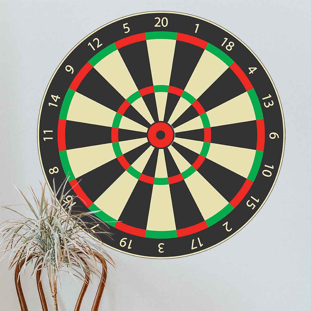 48 inch Dart Board Wall Decal Installed Above Chair