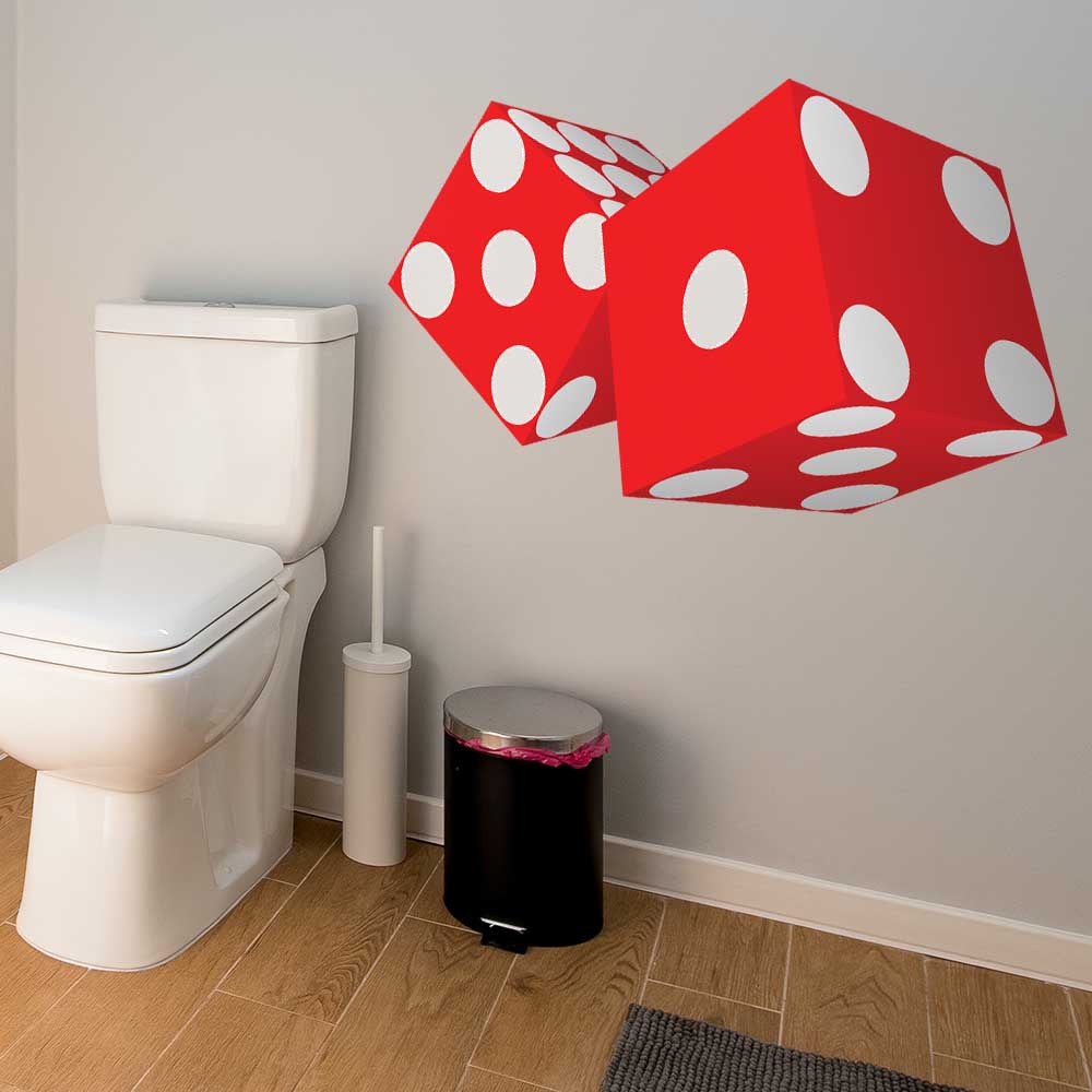 32x48 inch Dice Wall Decal Installed in Bathroom