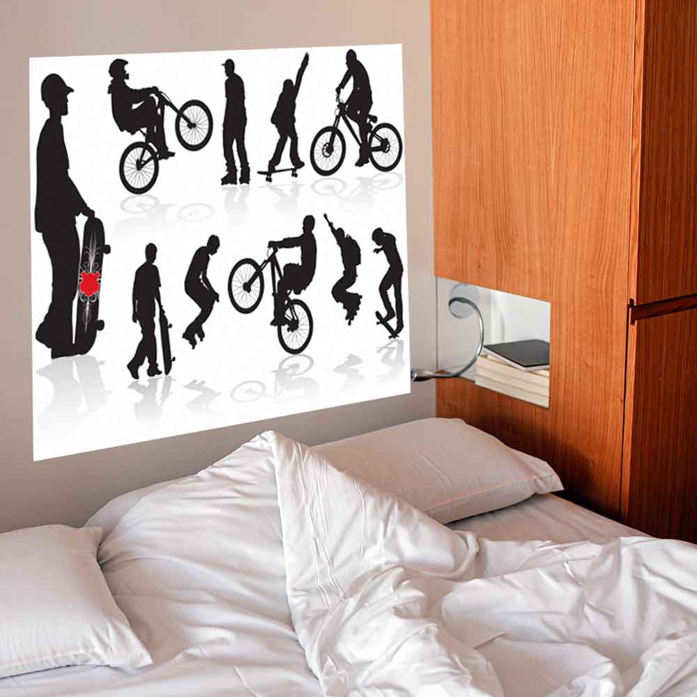 48 inch Extreme Silhouettes Wall Decal Installed Above Bed