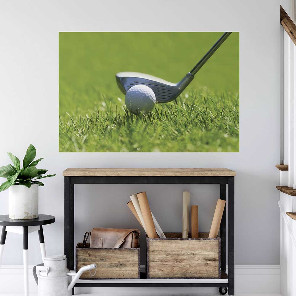 32x48 inch Fairway Drivin' Poster Displayed Above Cart