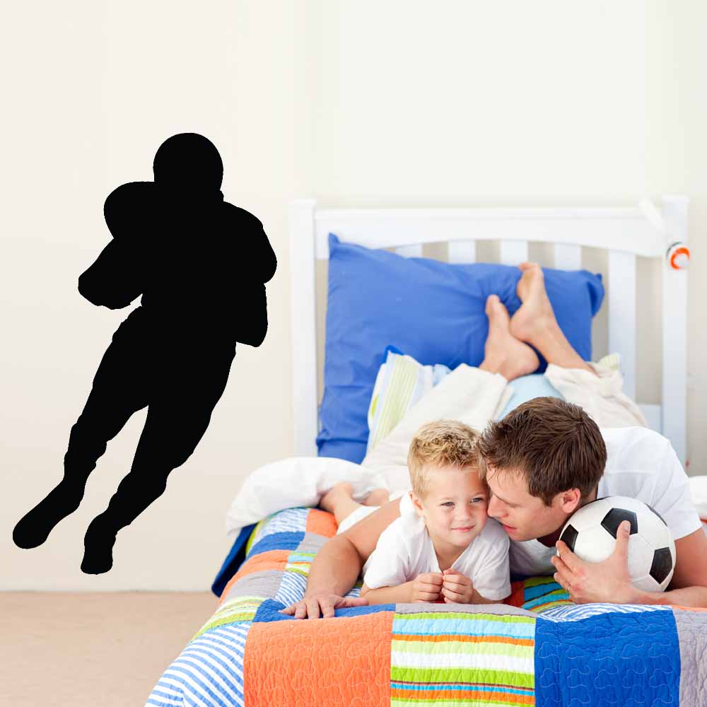 48 inch Football Carrier Silhouette Wall Decal Installed in Boys Room