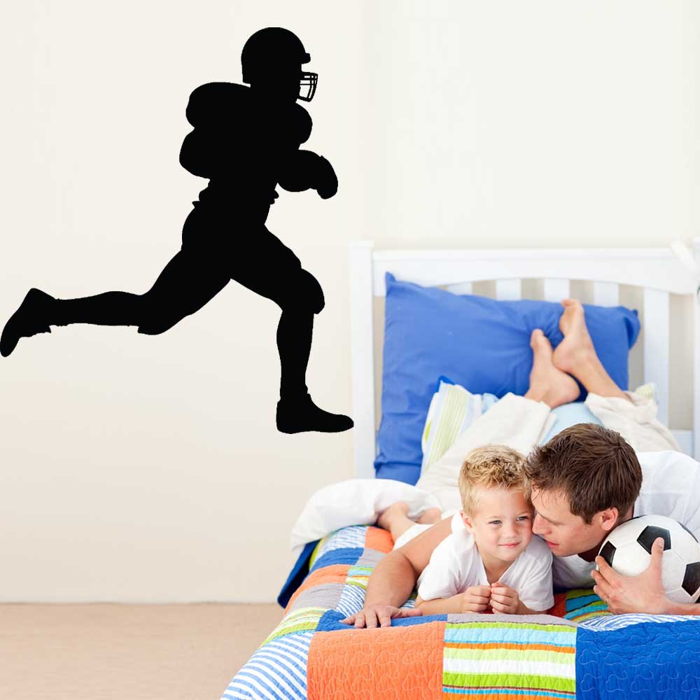 48 inch Football Touchdown Run Wall Decal Installed in Boys Room